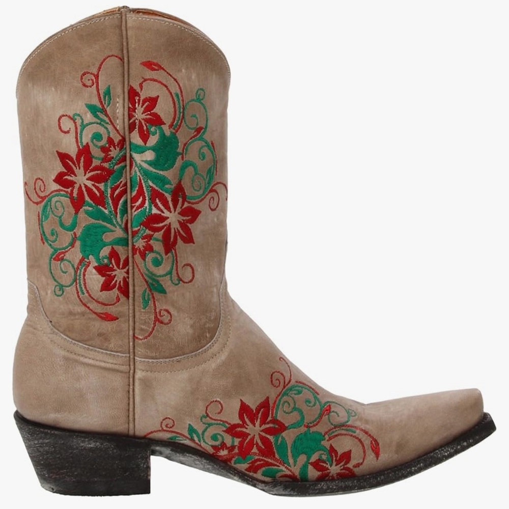 Old Gringo 7 Floral Embroidery Rania Boot Leather Cowboy Boots Appliqué Pull-on